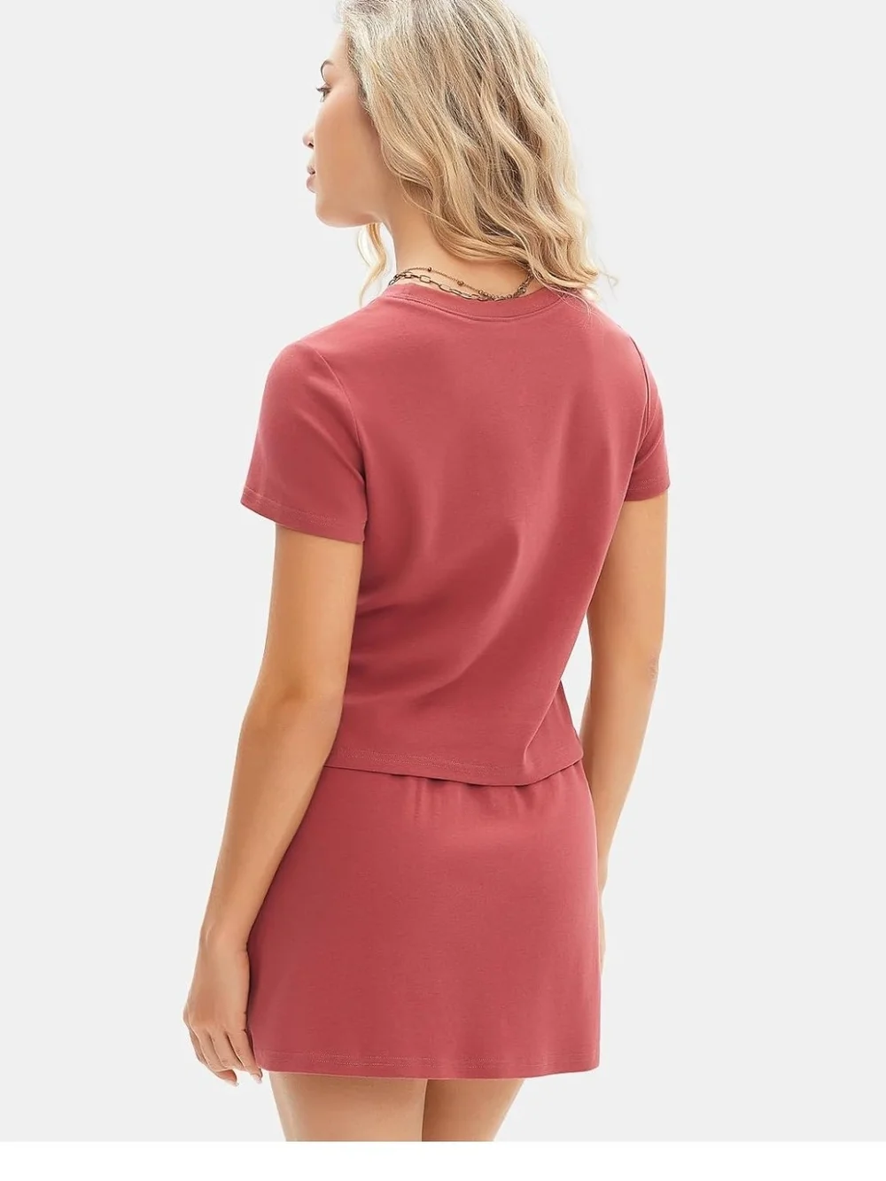 Cropped Tee & Drawstring Skort Set - Dusty Rose- L -EUC- laundered never worn